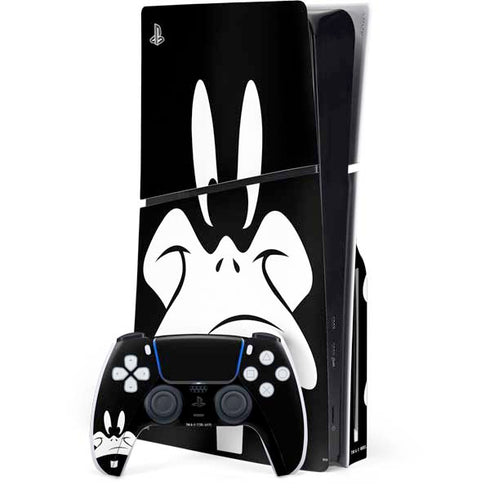 Looney Tunes Daffy Duck Plain Black and White PS5 Slim Disk Bundle Skin