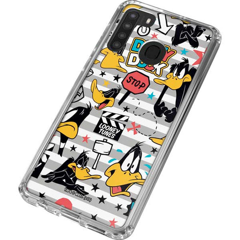 Looney Tunes Daffy Duck Striped Patches Galaxy A21 Clear Case
