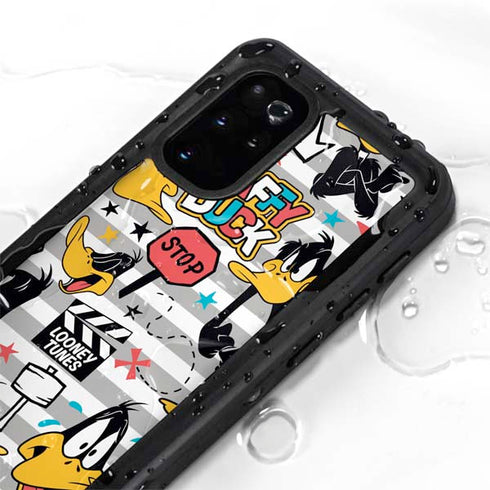 Looney Tunes Daffy Duck Striped Patches Galaxy S20 Plus Waterproof Case
