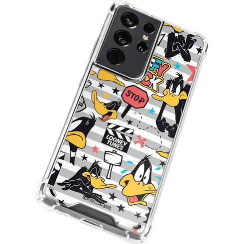 Looney Tunes Daffy Duck Striped Patches Galaxy S21 Ultra 5G Clear Case