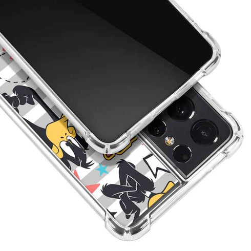 Looney Tunes Daffy Duck Striped Patches Galaxy S21 Ultra 5G Clear Case