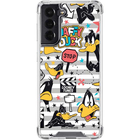 Looney Tunes Daffy Duck Striped Patches Galaxy S22 Clear Case