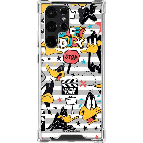 Looney Tunes Daffy Duck Striped Patches Galaxy S22 Ultra Clear Case