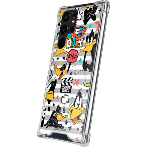 Looney Tunes Daffy Duck Striped Patches Galaxy S22 Ultra Clear Case