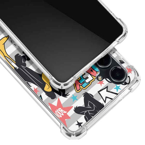 Looney Tunes Daffy Duck Striped Patches Galaxy S23 FE Clear Case