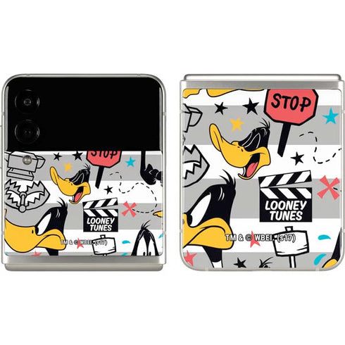 Looney Tunes Daffy Duck Striped Patches Galaxy Z Flip3 5G Skin