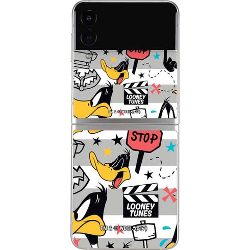 Looney Tunes Daffy Duck Striped Patches Galaxy Z Flip3 5G Skin