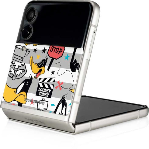 Looney Tunes Daffy Duck Striped Patches Galaxy Z Flip3 5G Skin