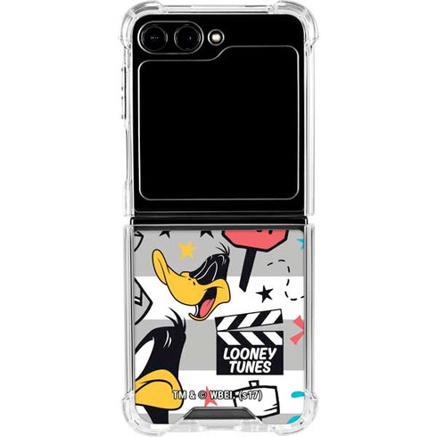 Looney Tunes Daffy Duck Striped Patches Galaxy Z Flip5 5G Clear Case