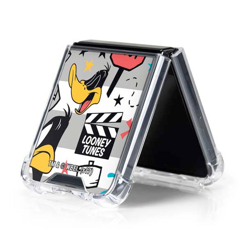 Looney Tunes Daffy Duck Striped Patches Galaxy Z Flip5 5G Clear Case