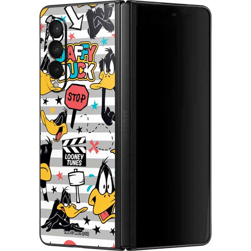 Looney Tunes Daffy Duck Striped Patches Galaxy Z Fold3 5G Skin