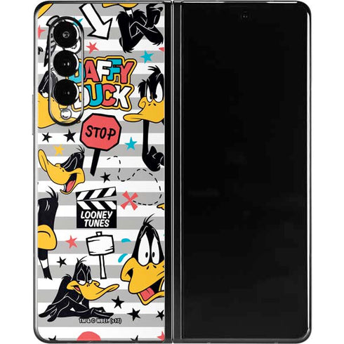 Looney Tunes Daffy Duck Striped Patches Galaxy Z Fold3 5G Skin