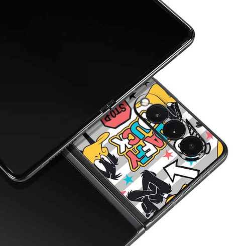 Looney Tunes Daffy Duck Striped Patches Galaxy Z Fold3 5G Skin