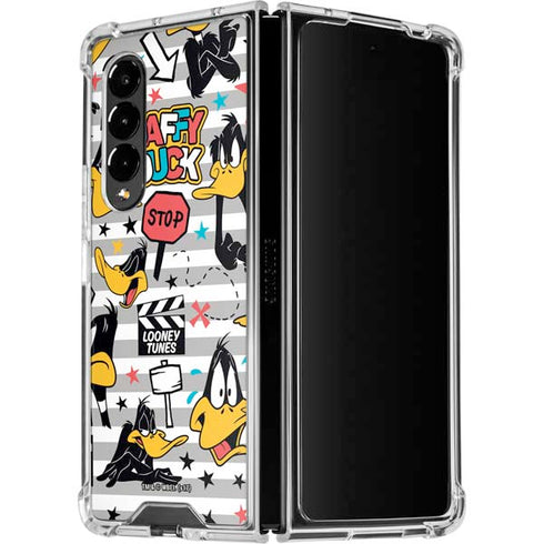 Looney Tunes Daffy Duck Striped Patches Galaxy Z Fold4 5G Clear Case
