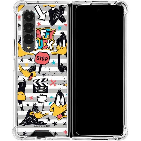 Looney Tunes Daffy Duck Striped Patches Galaxy Z Fold4 5G Clear Case