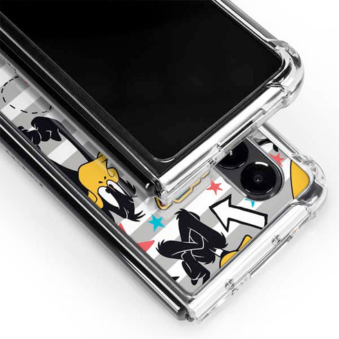 Looney Tunes Daffy Duck Striped Patches Galaxy Z Fold4 5G Clear Case