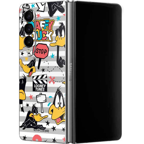 Looney Tunes Daffy Duck Striped Patches Galaxy Z Fold4 5G Skin