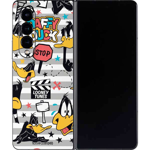 Looney Tunes Daffy Duck Striped Patches Galaxy Z Fold4 5G Skin