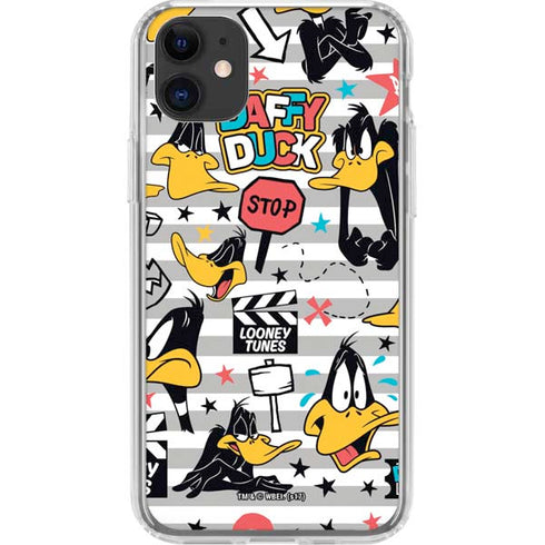 Looney Tunes Daffy Duck Striped Patches iPhone 11 Clear Case