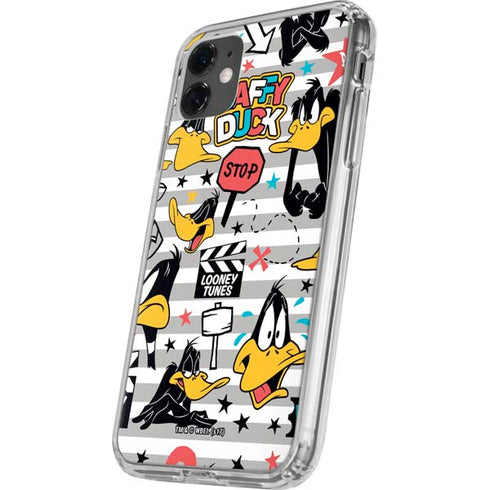 Looney Tunes Daffy Duck Striped Patches iPhone 11 Clear Case