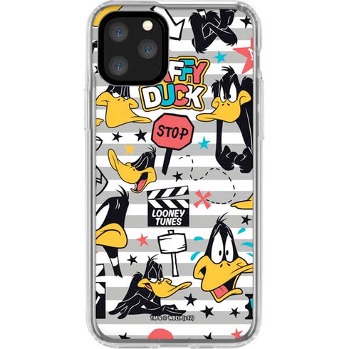 Looney Tunes Daffy Duck Striped Patches iPhone 11 Pro Clear Case