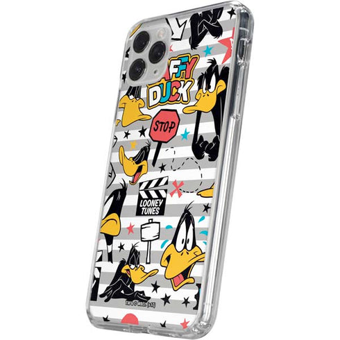 Looney Tunes Daffy Duck Striped Patches iPhone 11 Pro Clear Case
