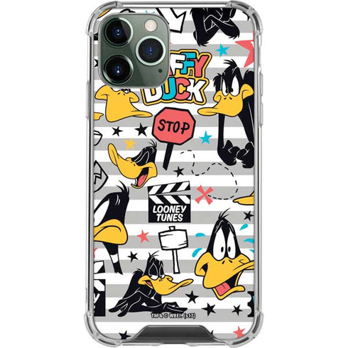 Looney Tunes Daffy Duck Striped Patches iPhone 11 Pro Max Clear Case