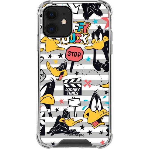 Looney Tunes Daffy Duck Striped Patches iPhone 12 Clear Case