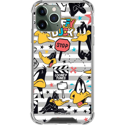 Looney Tunes Daffy Duck Striped Patches iPhone 12 Pro Max Clear Case