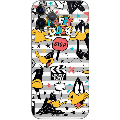 Looney Tunes Daffy Duck Striped Patches iPhone 12 Pro Skin
