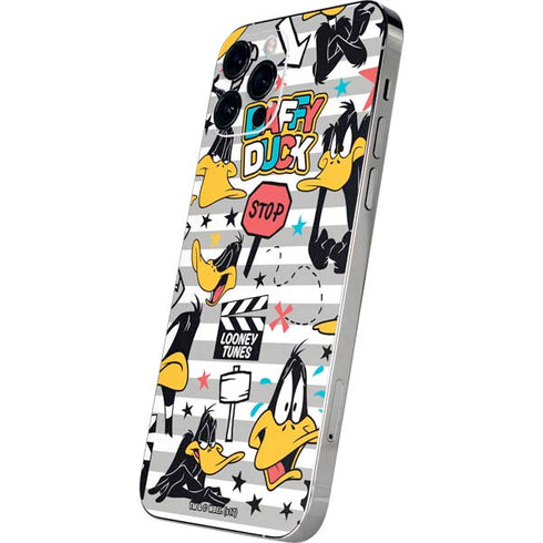 Looney Tunes Daffy Duck Striped Patches iPhone 12 Pro Skin