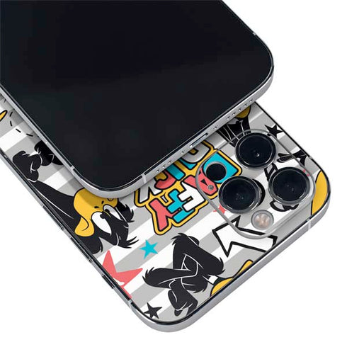 Looney Tunes Daffy Duck Striped Patches iPhone 12 Pro Skin