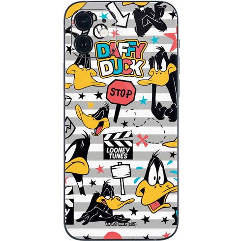 Looney Tunes Daffy Duck Striped Patches iPhone 12 Skin