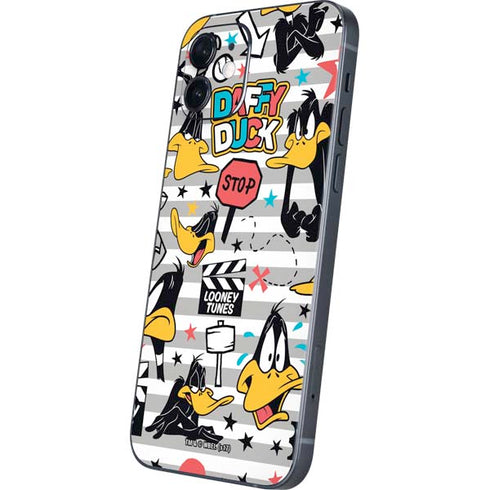 Looney Tunes Daffy Duck Striped Patches iPhone 12 Skin