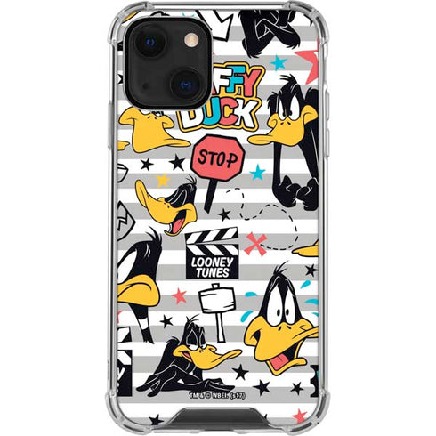 Looney Tunes Daffy Duck Striped Patches iPhone 13 Mini Clear Case