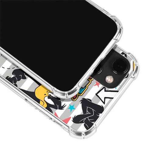 Looney Tunes Daffy Duck Striped Patches iPhone 14 Clear Case