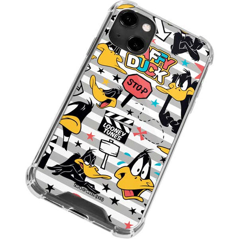 Looney Tunes Daffy Duck Striped Patches iPhone 14 Clear Case