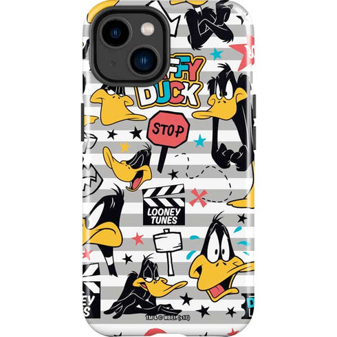 Looney Tunes Daffy Duck Striped Patches iPhone 15 Plus Impact Case