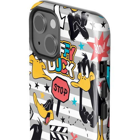 Looney Tunes Daffy Duck Striped Patches iPhone 15 Plus Impact Case