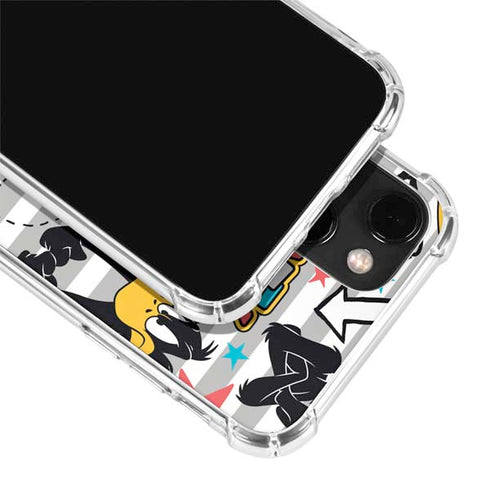 Looney Tunes Daffy Duck Striped Patches iPhone 14 Plus Clear Case