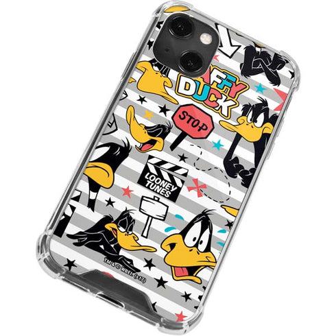 Looney Tunes Daffy Duck Striped Patches iPhone 14 Plus Clear Case