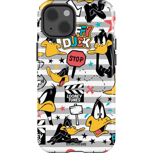 Looney Tunes Daffy Duck Striped Patches iPhone 15 Impact Case