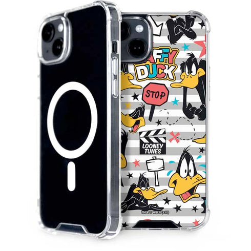Looney Tunes Daffy Duck Striped Patches iPhone 15 Plus MagSafe Case