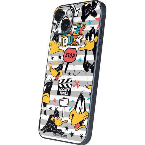 Looney Tunes Daffy Duck Striped Patches iPhone 15 Plus Skin