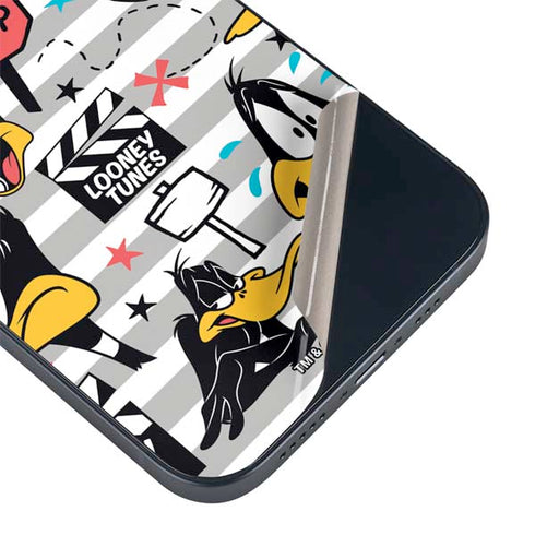 Looney Tunes Daffy Duck Striped Patches iPhone 15 Plus Skin