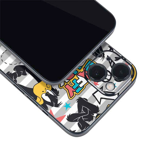 Looney Tunes Daffy Duck Striped Patches iPhone 15 Plus Skin