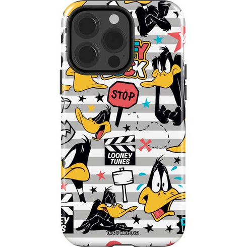 Looney Tunes Daffy Duck Striped Patches iPhone 14 Pro Impact Case