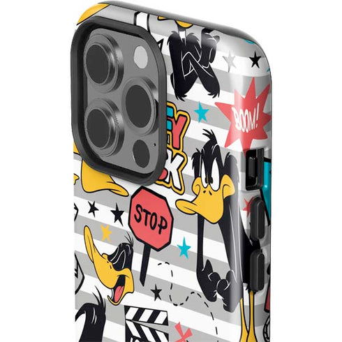 Looney Tunes Daffy Duck Striped Patches iPhone 14 Pro Impact Case