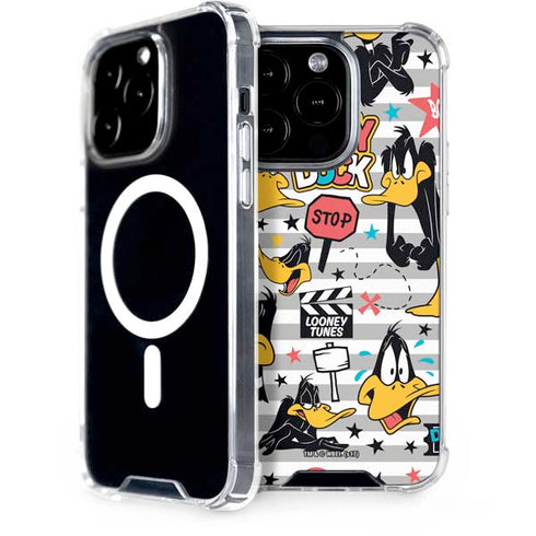 Looney Tunes Daffy Duck Striped Patches iPhone 15 Pro MagSafe Case