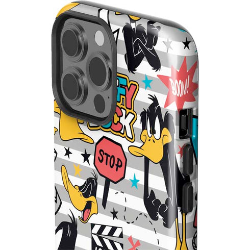 Looney Tunes Daffy Duck Striped Patches iPhone 15 Pro Max Impact Case